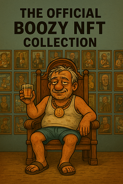 crypto king drunk meme character on throne, dirty tank top, sandals, surrounded by NFT art frames, Boozy Uncle style